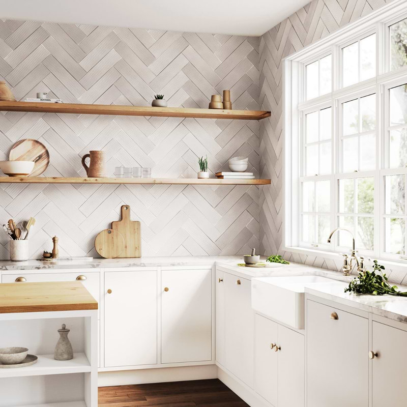 Stacy Garcia ArtBlock Fluted 4x16 Glossy Porcelain Tile, Bianco