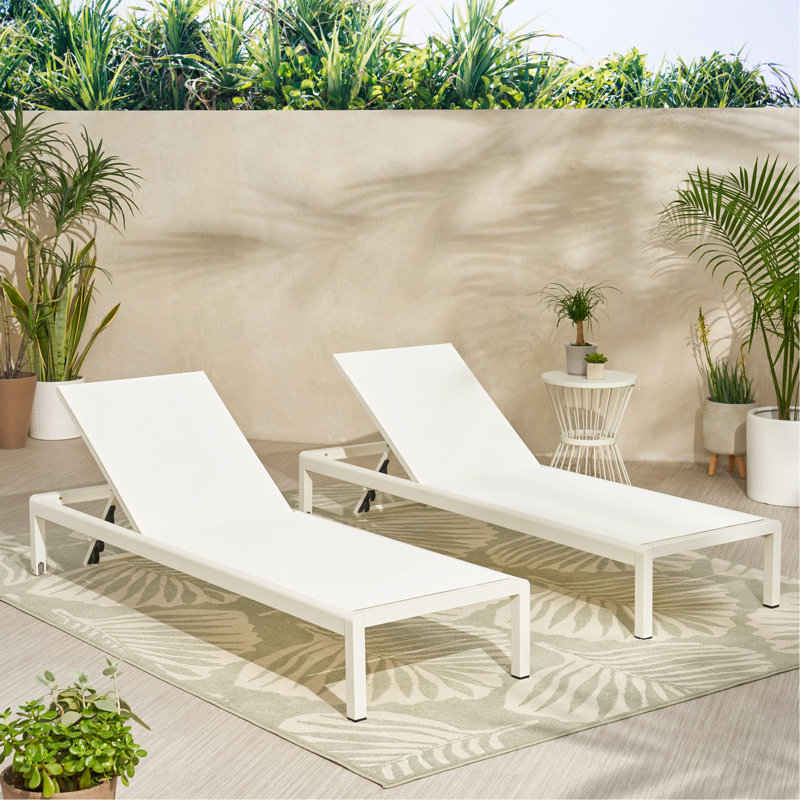 CHAISE LUNGE WHI (MP2) (ENSEMBLE DE 2), Blanc