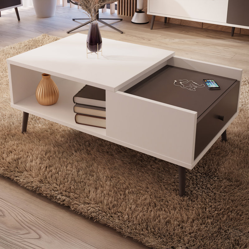 HARLLSON Coffee Table with Storage, White/Dark Grey