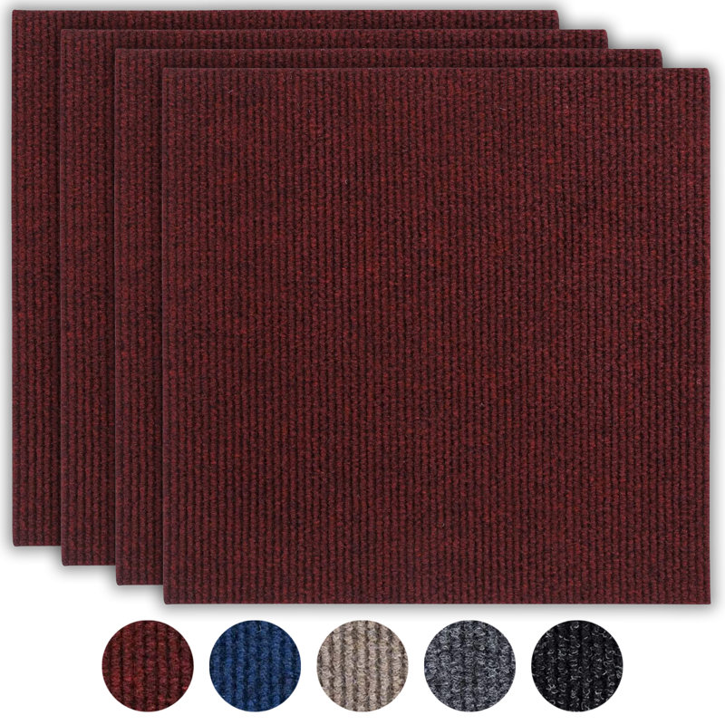 Aubreonna Rib Plastic Singular Tile, Red, 0.4cm H x 10cm W x 10cm D
