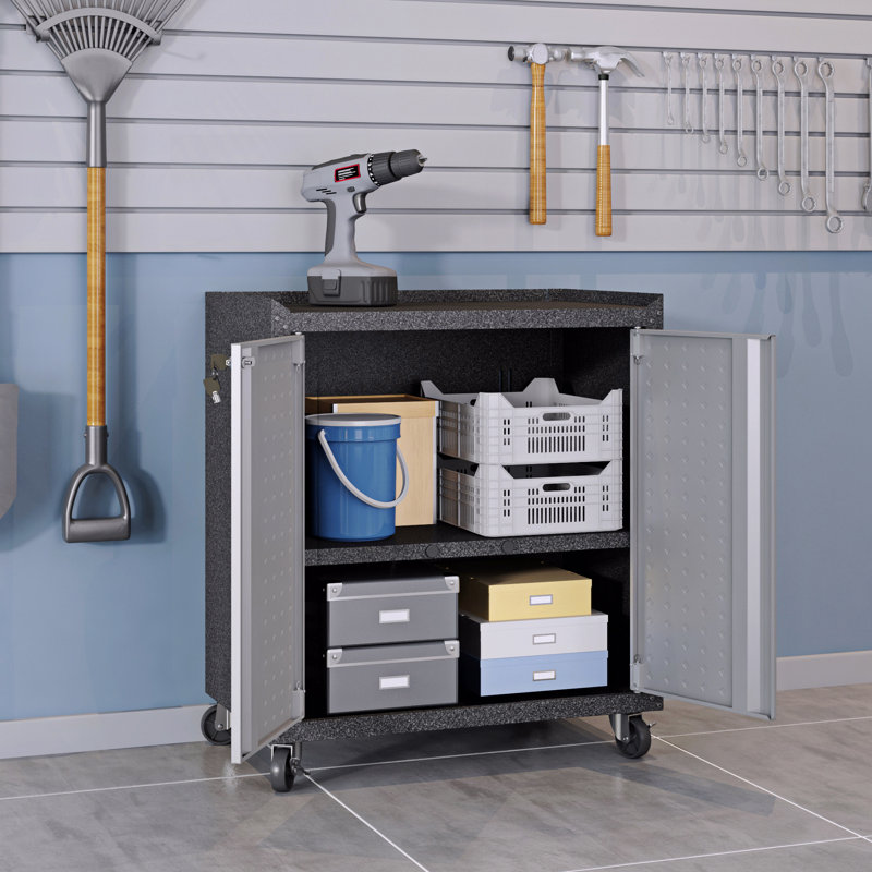Armoire de garage 30 po, Gris / Noir