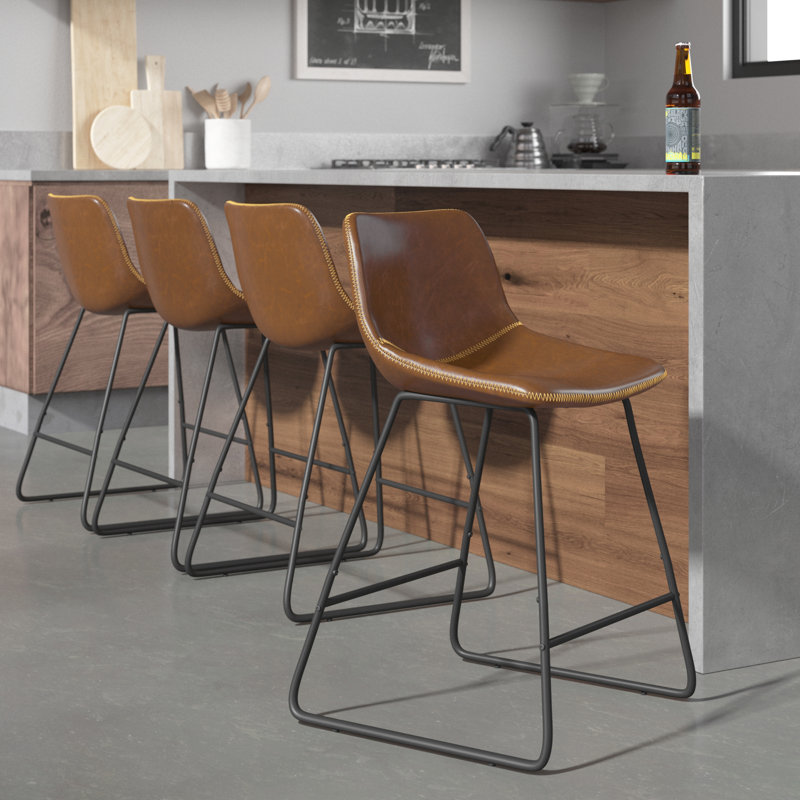 Tabouret de bar et de comptoir Hambrook, Brun, Tabouret de comptoir (siège d'une hauteur de 24 p, 4
