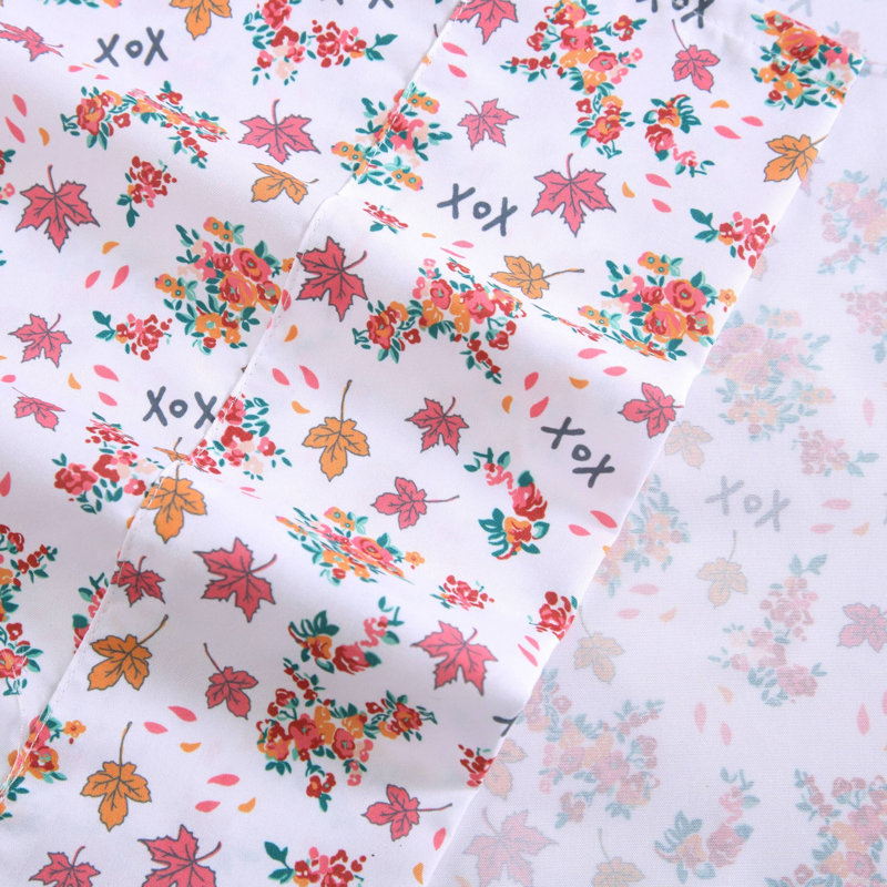 Betsey Johnson Printed Novelty Sheet Sets, Twin Sheet Set with 1 Standard Pillowcase, Fall Foliage Pink