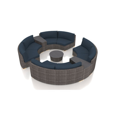 Ensemble de conversation modulaire en rotin 7 pièces avec coussins Sunbrella Marfik