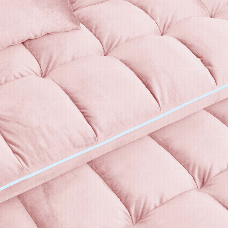 55,51 po. Canapé-lit pliable polyvalent, canapé-lit moderne en velours, dossier réglable et port USB, Rose