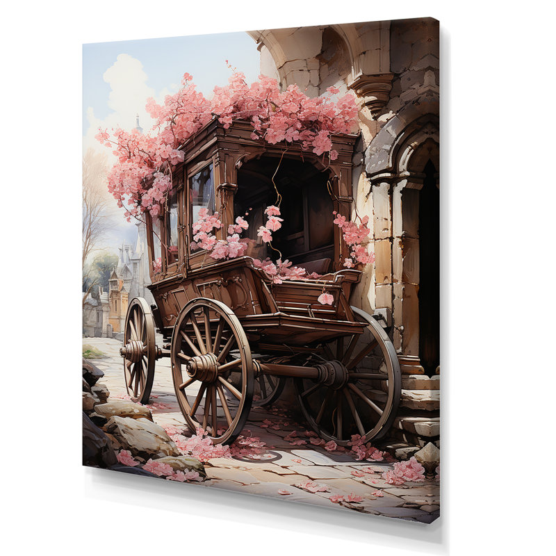 Voyage romantique en chariot de mariage sur toile, Toile tendue, H 32 po x l 24 po