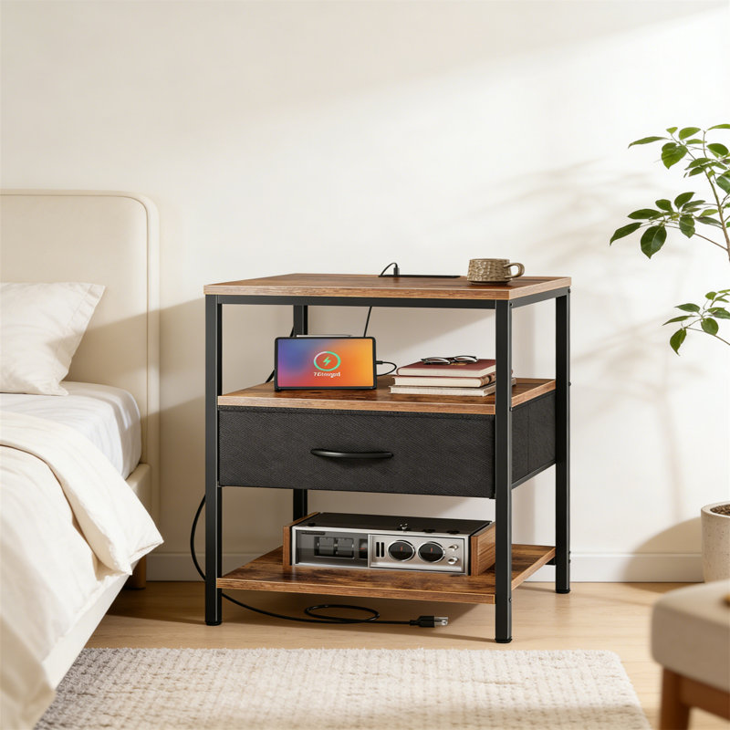 45cm W Metal Bedside Table