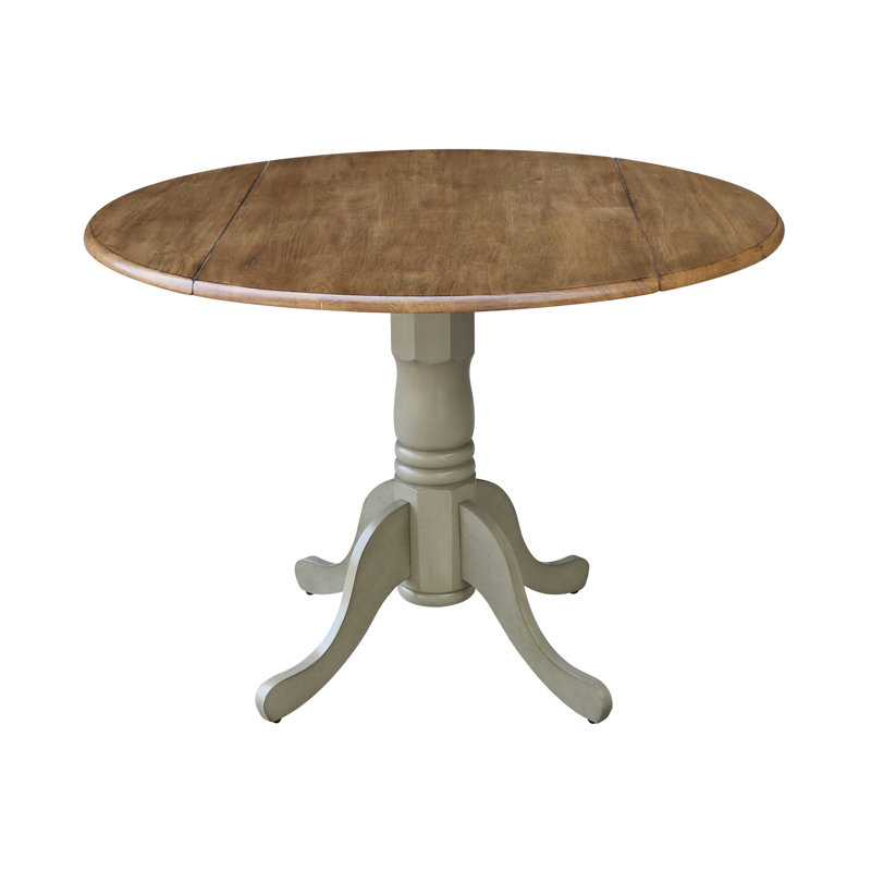 Philipston Extendable Round Solid Wood Dining Table, Stone, Stone