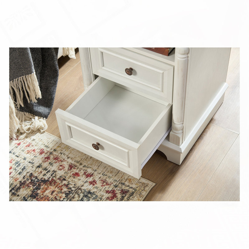 2 Drawer Sofa Side Table, White