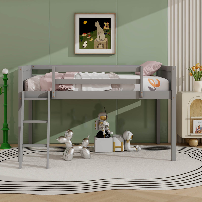 Lit mezzanine en bois avec échelle, Double, Dark Grey