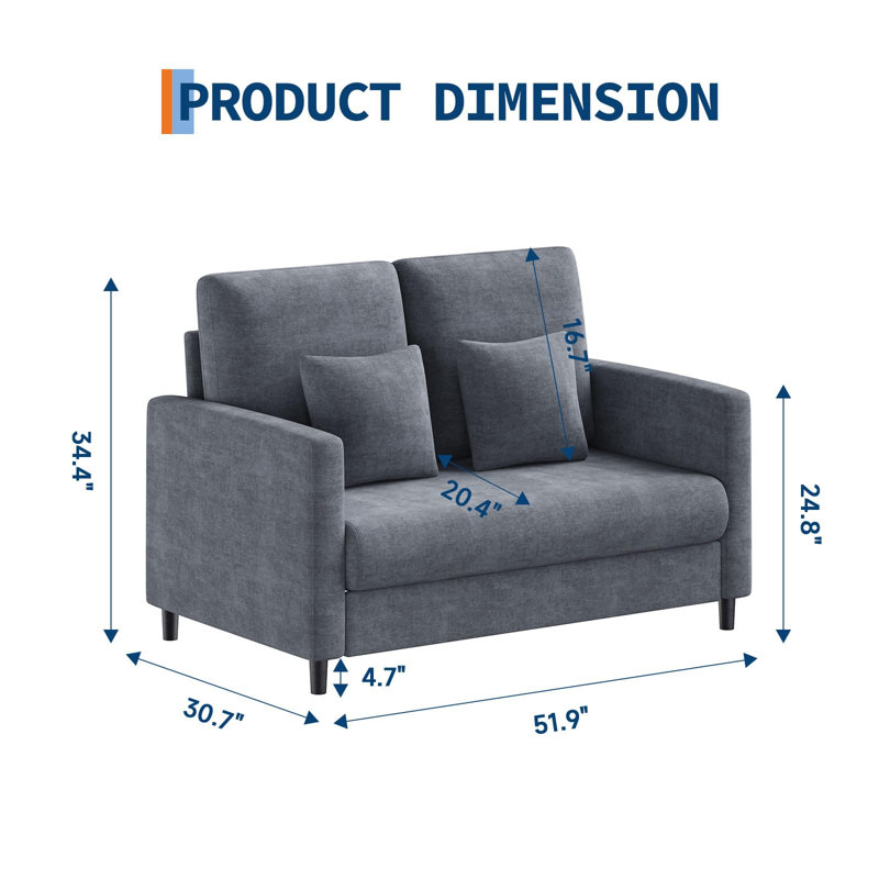 Canapé en chenille pour salon ou chambre à coucher - petit canapé d'appoint, facile à assembler - idéal pour les petits espaces - options bleu et beige