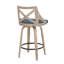Tabouret de comptoir en bois blanchi blanc et tissu bleu - ensemble de 2
