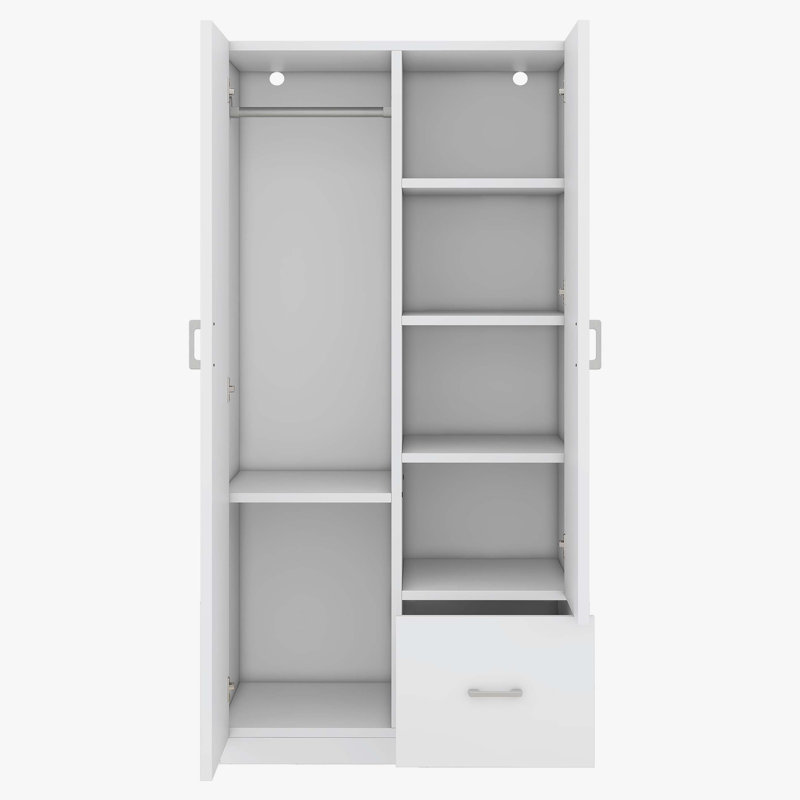 Armoire avec penderie et tiroir Bac Bacie, Blanc