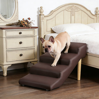 Escalier pour animaux de compagnie de style meuble pour chiens et chats, marchepieds en bois massif pour lit et canapé, escalier rembourré antidérapant pour animaux de compagnie, jusqu'à 220 lb