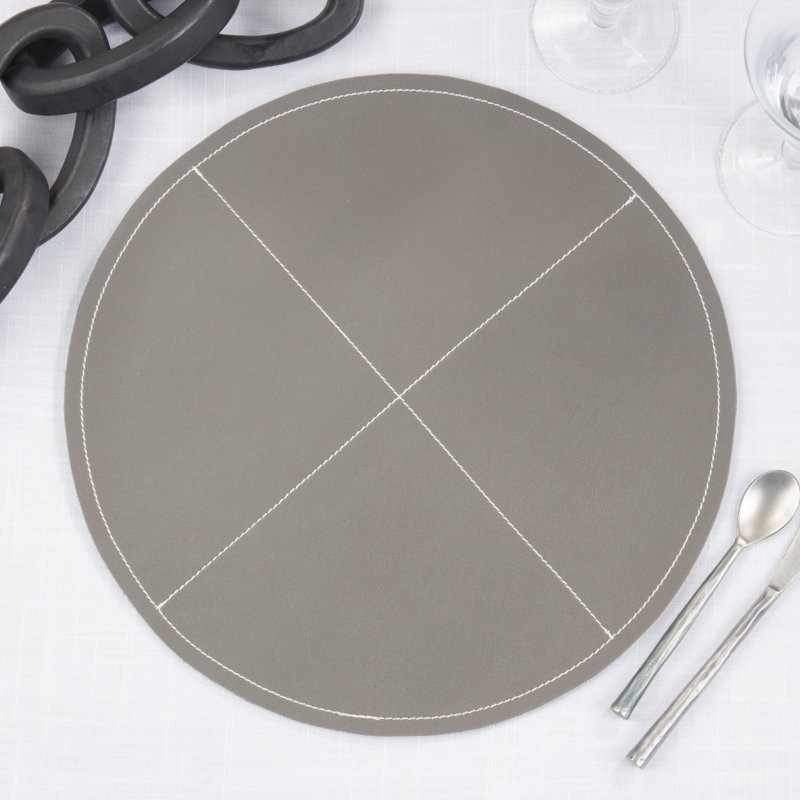 Calliope 100% Polyurethane No Pattern Round Placemat, Gray