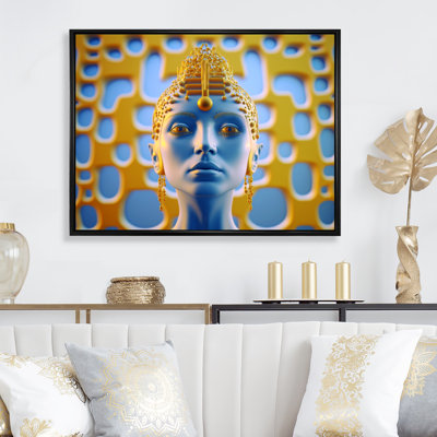 Bouddha contemporain en or et bleu V - reproduction sur toile