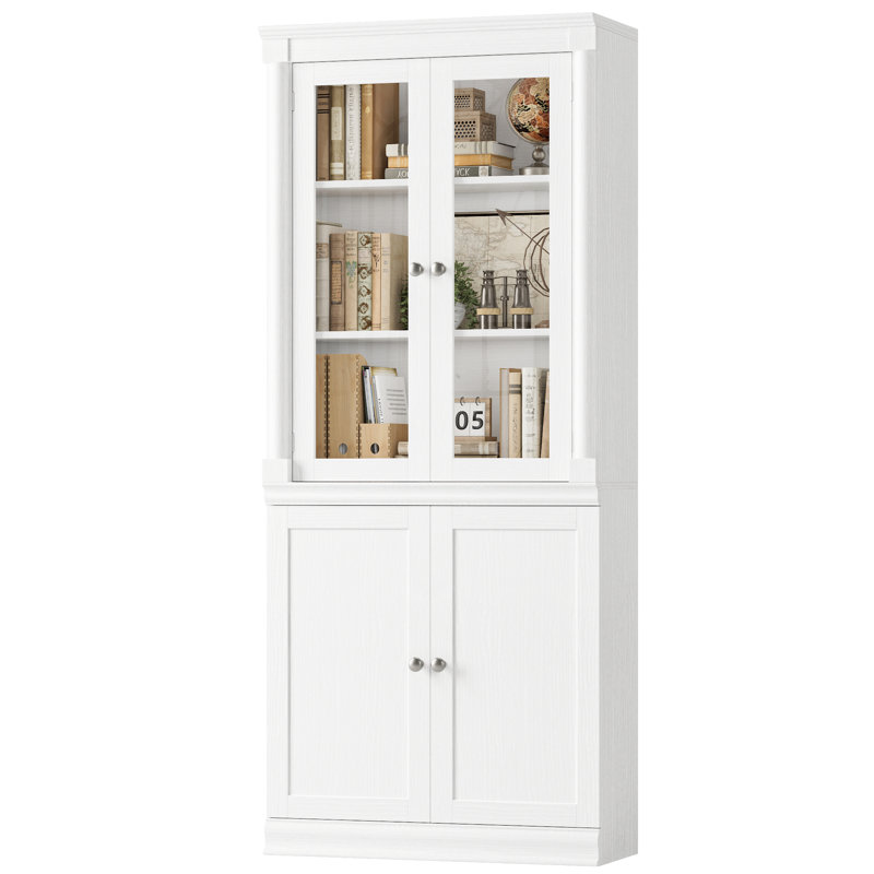 Bibliothèque 71,2 "H avec porte en verre, Blanc