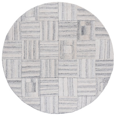 Tapis gris à motif géométrique abstrait en laine / nylon / animal de compagnie / viscose / coton Abstract 614