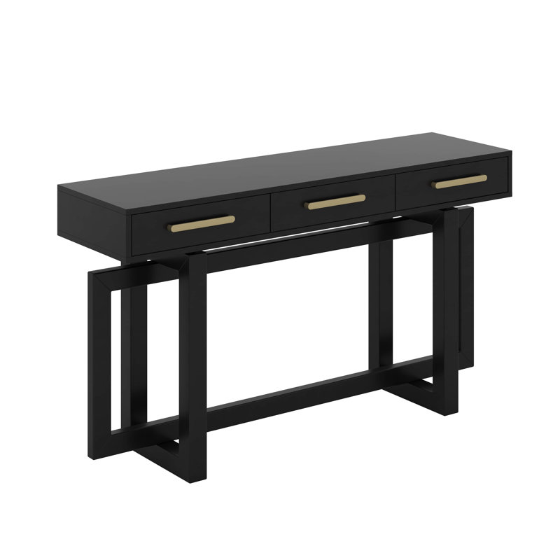 Console élégante avec trois tiroirs, Noir