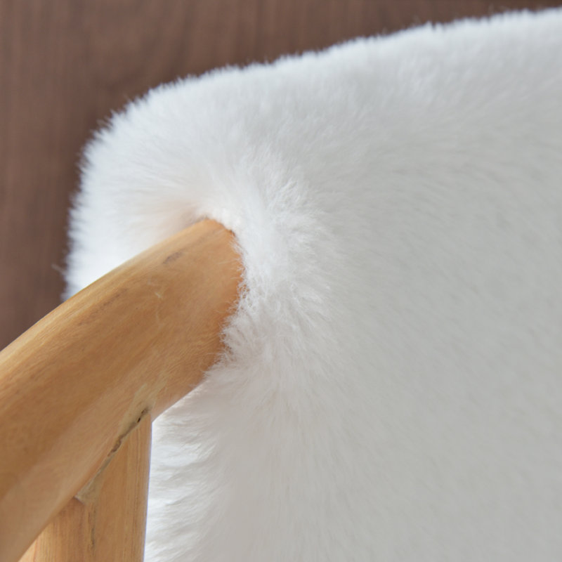 Damal Cozy Faux Rabbit Fur Area Rug Machine Washable Rug in White, Rectangle 2'11" x 4'11"