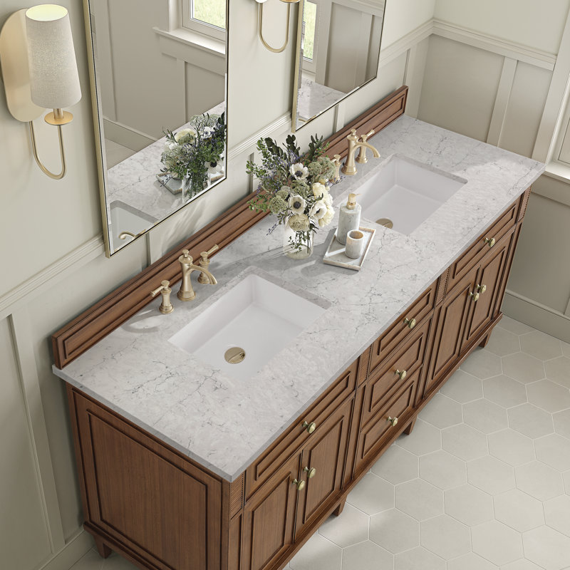 Lorelai 72'' W Double Vanity, Eternal Jasmine Pearl, Mid-Century Walnut
