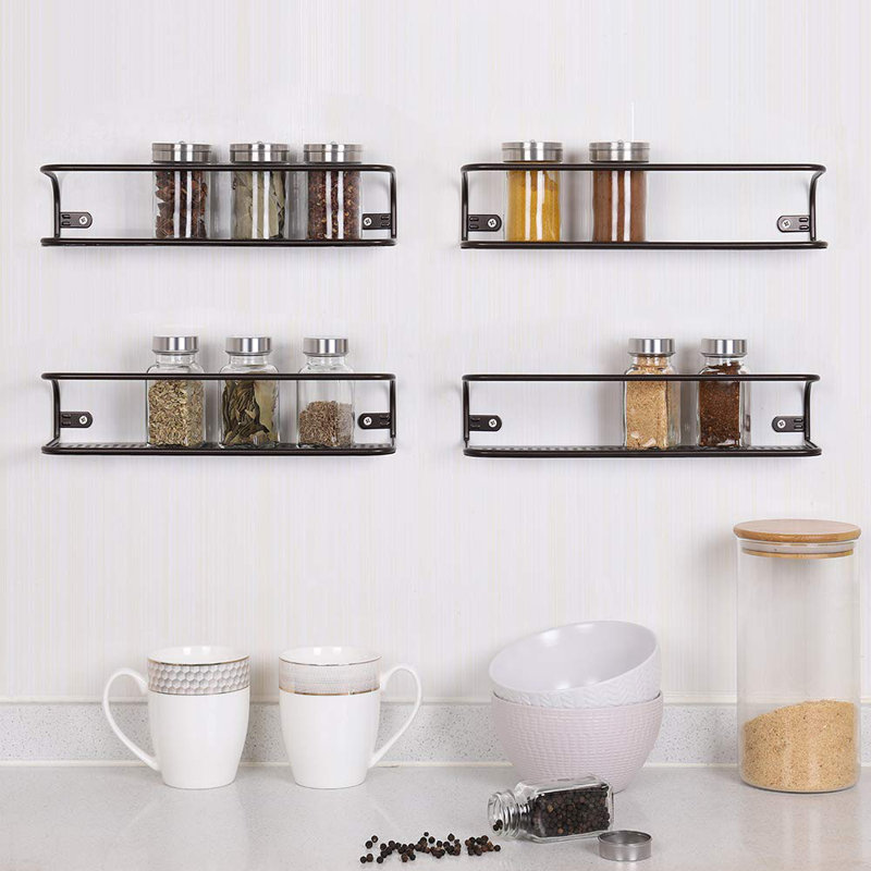 Wall Mounted Required Spice Rack, Brown