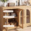 Buffet en bois de style moderne du milieu du siècle avec tablette ajustable et portes vitrées-605178290-605178301
