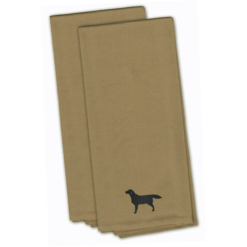 Serviette de cuisine à broderie à broderie à l’extracteur labrador, Brun clair, H 28 po x l 19 po x P 0,1 po