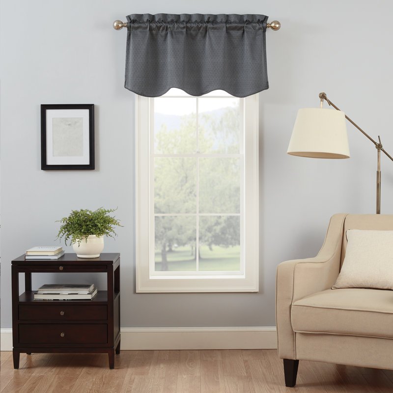 Scalloped Window Valance, 21" L x 42" W, Charcoal