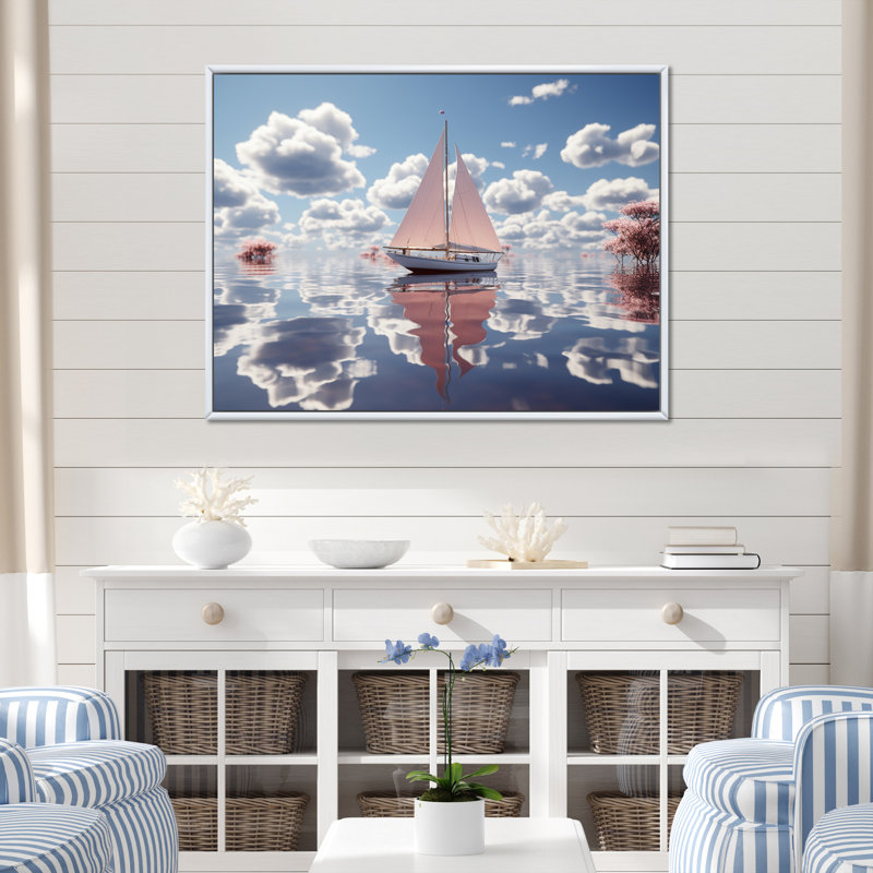 Ambyr sur toile, H 16 po x l 32 po x P 1 po, Cadre flottant blanc