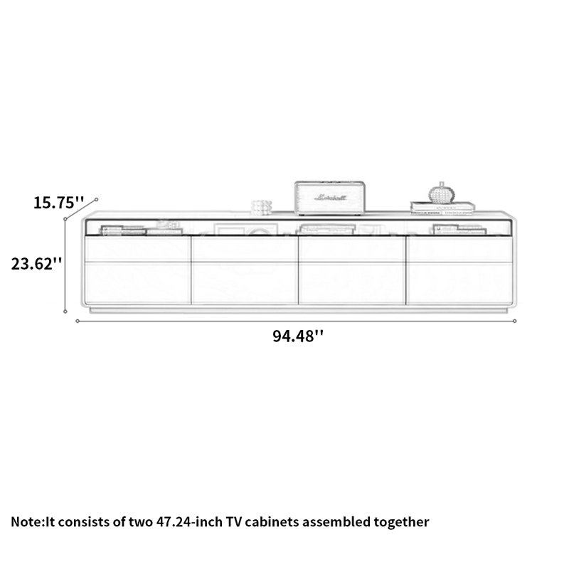 Meuble télé Modern, 94.48", Gris