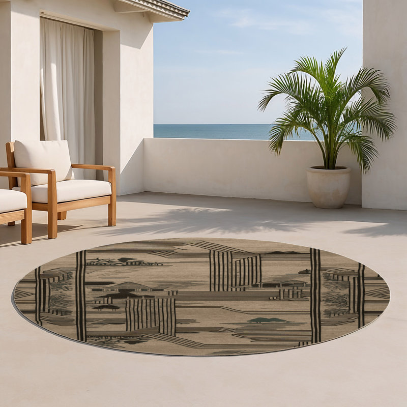 Tapis intérieur et extérieur ArtDeco, Rond 5 pi