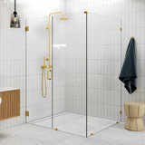 Illume 54 in. x 48.5 in. x 78 in. 90-degree Fully Frameless Wall Hinged Glass Shower Enclosure