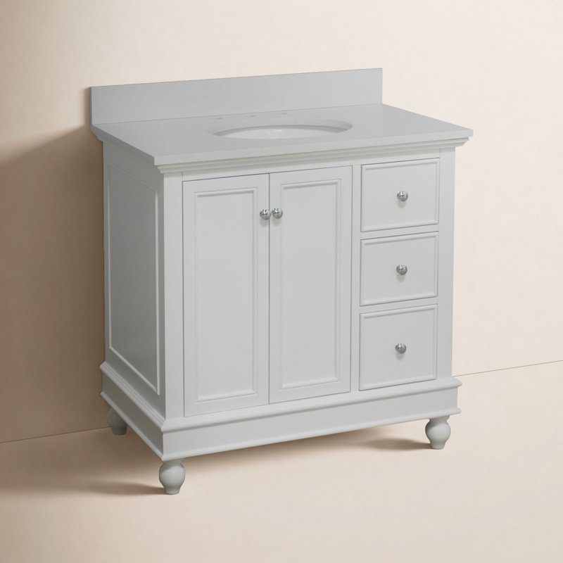 Ensemble de meuble-lavabo simple 36 po Ferdinand, Blanc, Quartz
