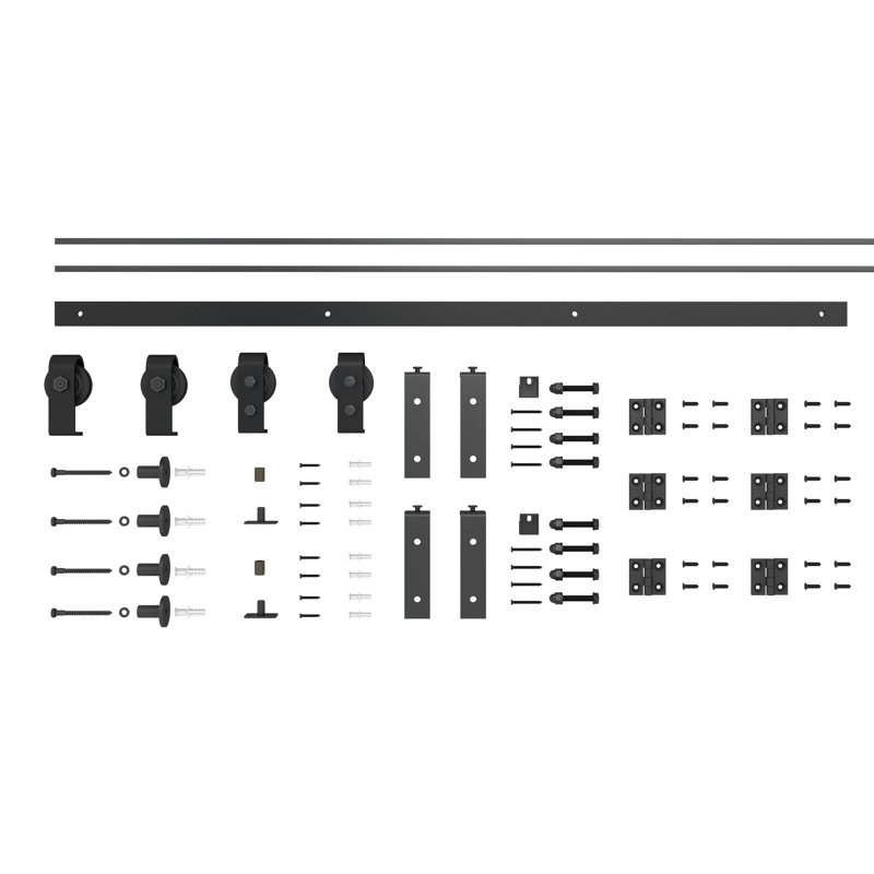 48 in. x 80 in. Primed MDF Double Bi-Fold Barn Door with Black Hardware
