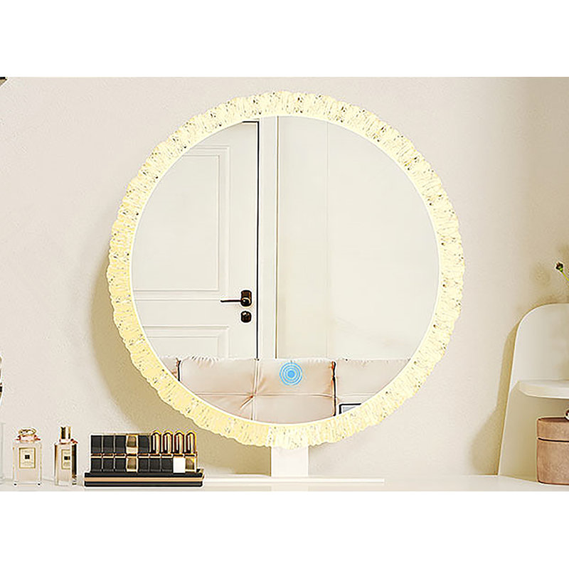 Crystal Edge LED Makeup Mirror With 3-Color Dimmable Lighting
