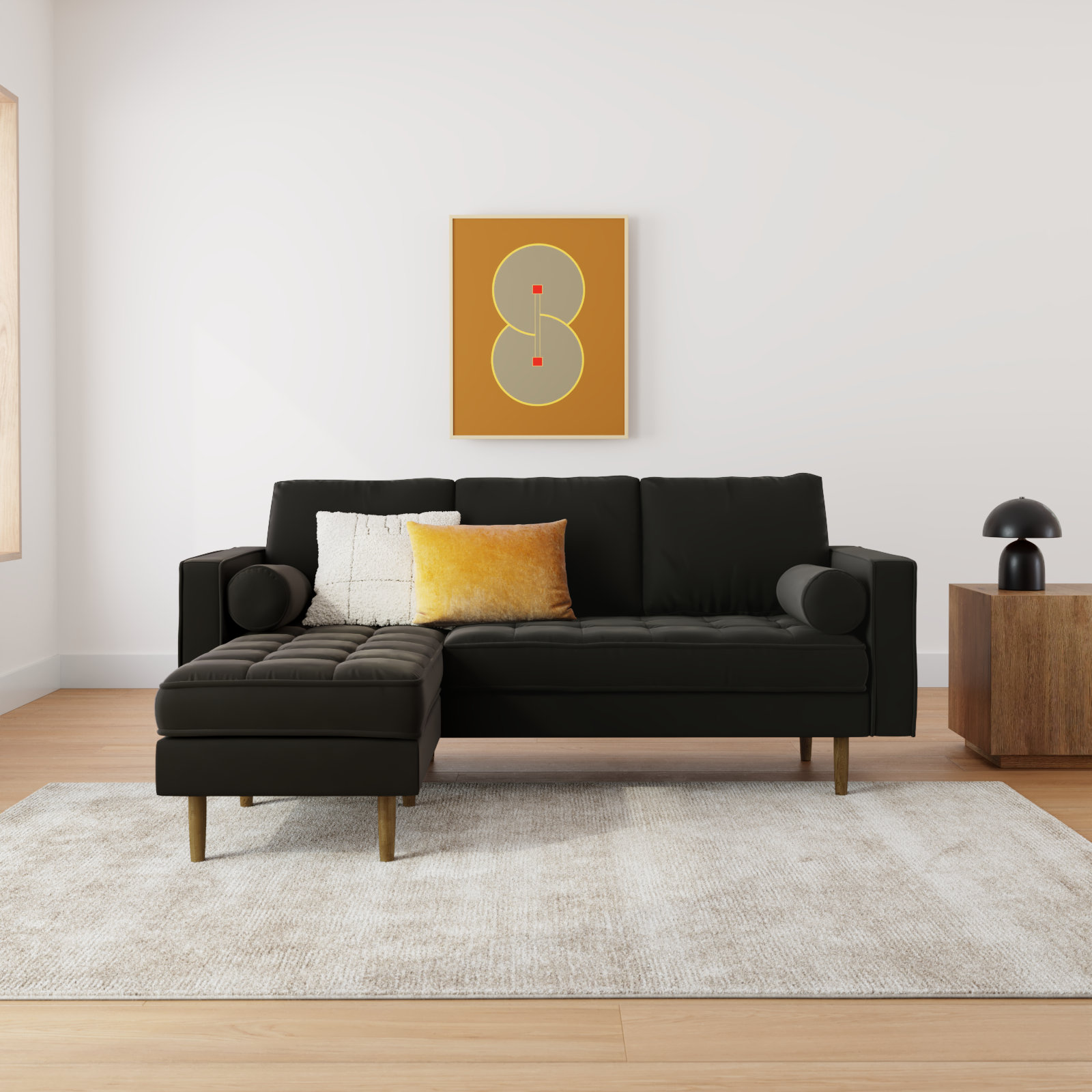 Geo Velvet Reversible Sofa and Chaise, Bella Smoke Performance Velvet
