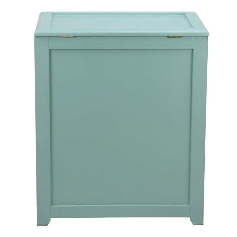 Turquoise MDF Wood Upright Laundry Hamper with Lid