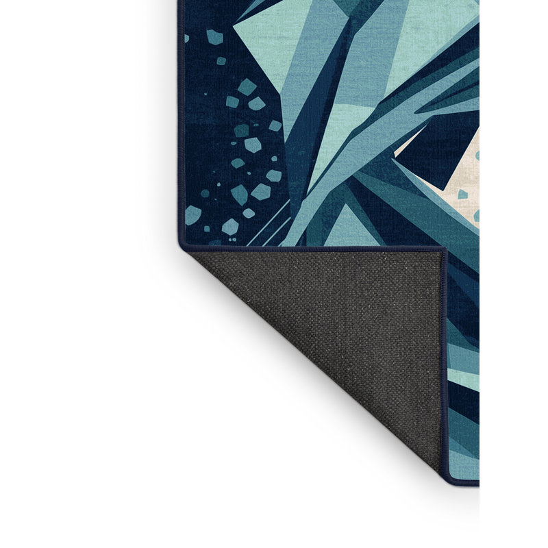 Tapis bleu pâle et moelleux à motif abstrait Katerie, 8 x 12