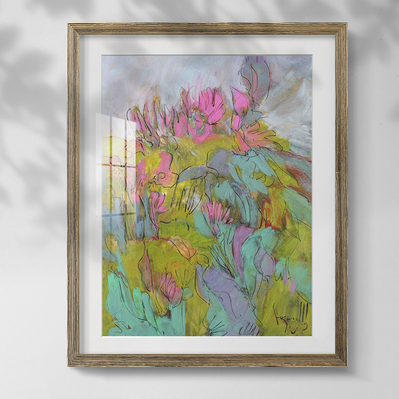 «Rise And Bloom», reproduction encadrée, Blanc, Papier avec cadre noyer