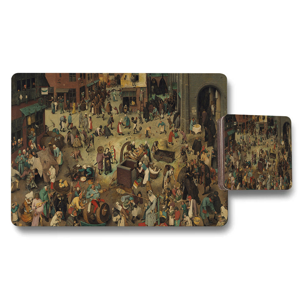 Vintage Market Scene Placemats And Coasters Set For Dining