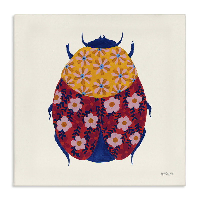  Art mural sur toile Beetle en fleurs, H 17 po x l 17 po