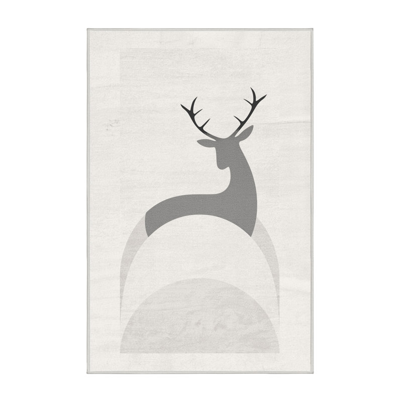 Soft Plush Feingold Christmas Modern & Contemporary Abstract Area Rug in Gray – White Binding, 6x9