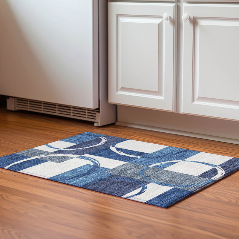 Premium Machine Washable Prisco Blue Rug, Rectangle 1'8" x 2'6"