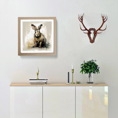 Rabbit Gestural No.3 - Single Picture Frame Print on Wood