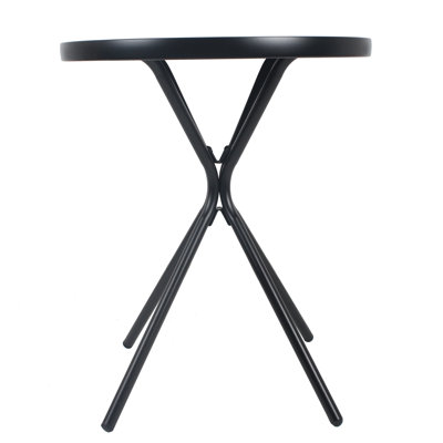 Table d'appoint carrée en verre trempé avec cadre en fer noir pour une utilisation intérieure et extérieure | Idée de cadeau