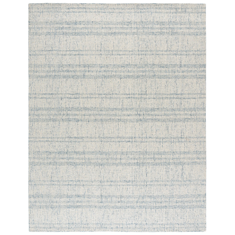 Abstract Hand Tufted Wool; Cotton Striped Indoor Rug, 8'-0" x 10'-0" Rectangle