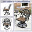 Table de salle à manger rectangulaire en aluminium moulé pour patio de 58,27 po L avec trou pour parasol et 6 chaises pivotantes avec coussins bruns (ensemble de 7 pièces)-1629186548