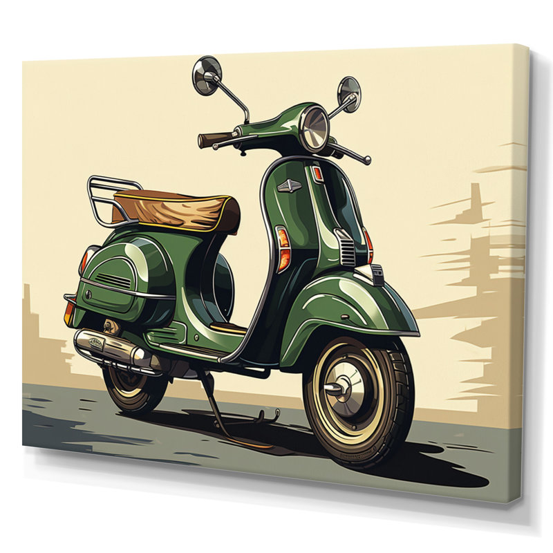 Scooter vert rétro électrique I, Toile tendue, H 16 po x l 32 po x P 1 po