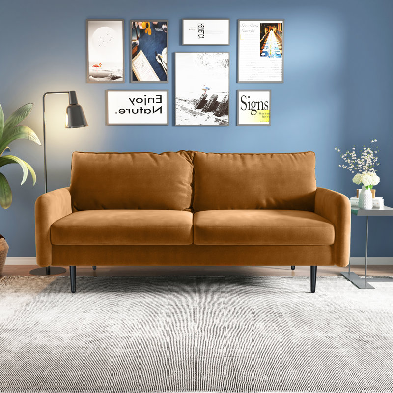 Canapé 70 po, Velours gingembre